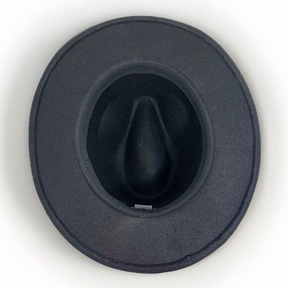 Wide Brim FEDORA Black Wool Blend Hat Unisex Size M/L By ANYCOSY - Picture 7 of 8
